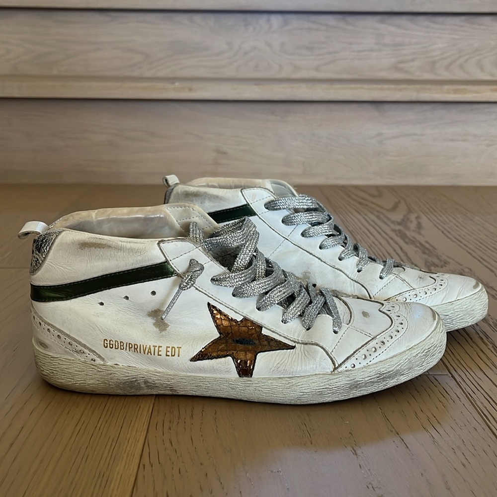 Golden Goose White Sneakers with Silver Laces